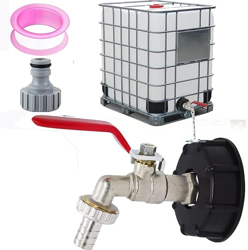 hufhnwso IBC Bouchon Cuve 1000L S60X6 IBC Raccord Robinet avec S60X6 raccord de Tuyau 1/2 Adaptateur de Tuyau d'arrosage pour réservoirs d'eau de Pluie (1/2-2pc)