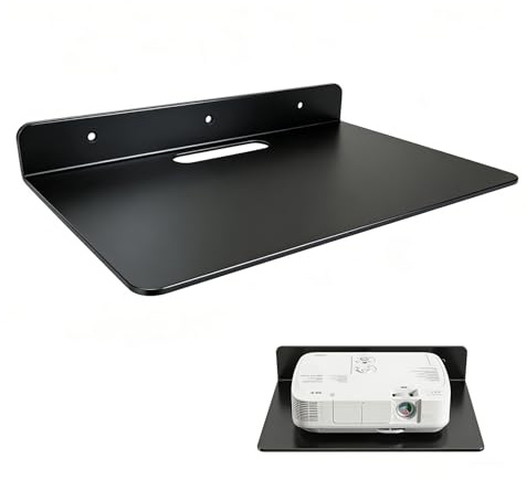 sans Perçage Projecteur Support Etagere Murale,Etagere Murale sans Percage | Routeur Tablette Murale avec Trou de Gestion des Câbles,31 x 23.5 x 5.5cm,pour Décodeurs TV,Enceinte Intelligente,Lecteur DVD