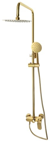 Colonne de douche dorée, ensemble de douche en acier inoxydable avec réglage de hauteur, pommeau de douche 360° et technologie de pression d'air, douche inoxydable pour économiser l'eau, facile à