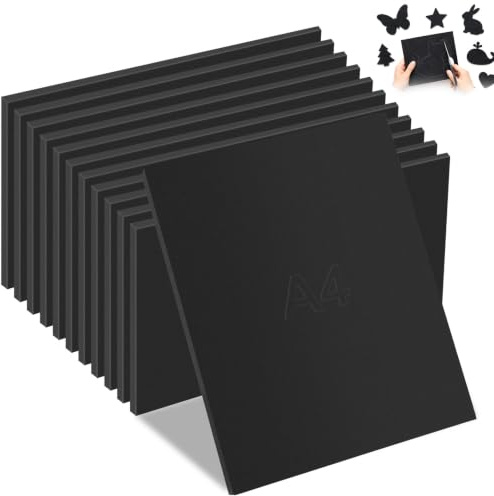 mawmuaw EVA Foam 6 Stk Moosgummi Platten Schwarz Schaumstoff A4 210x297x5mm | Foam Board, EVA Schaumstoff, Hochverdichtete Schaumstoffplatten für Basteln DIY Cosplay Bastelarbeiten Modellbau Halloween