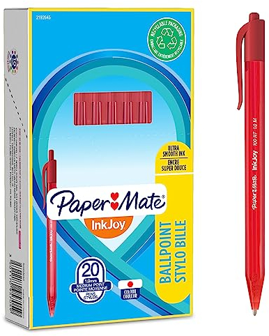 Paper Mate InkJoy 100RT Retractable Kugelschreiber | mittlere Spitze (1,0 mm) | Rot | 20 Stück