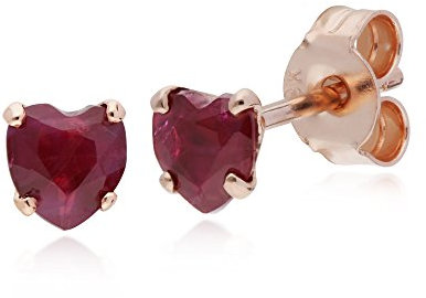 Gemondo 9ct Rose Gold Ruby Single Stone Heart Stud Earrings