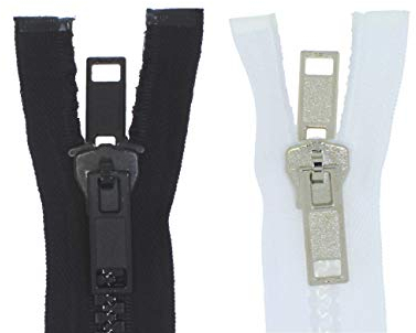zipworld 1 Meter - 10 Meter beidseitiger Reißverschluss Kunststoff teilbar GROB mit Doppelschieber für Zelte (weiß - 101, 650 cm (6,50 Meter))