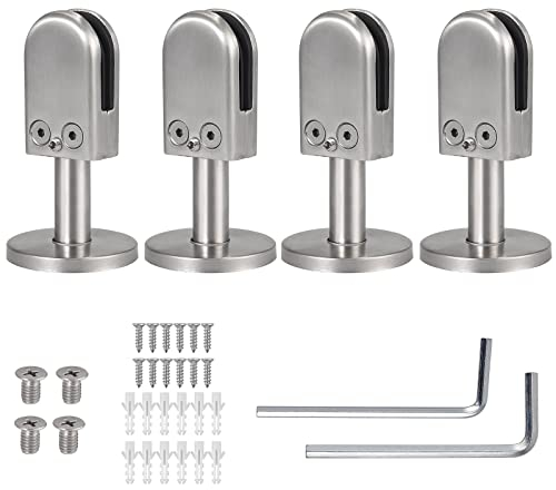 Proster 4 pcs Pince Verre 6-8 mm avec Support 40 mm pour pince verre 8mm inox 304 Supports d'Étagère en Verre en Acier Inoxydable pour Balustrade Rampe d'Escalier Main Courante
