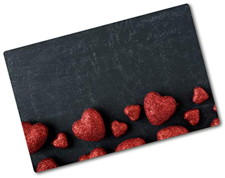 Tulup Tagliere Vetro Temperato - 80x52cm - Copri Piano Cottura - Cuore Lavagna