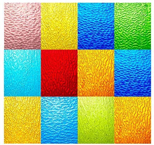 Lanyani Lot de 10 feuilles de mosaïque en verre teinté texturé et transparent pour travaux manuels, 10,2 x 15,2 cm, mélange de couleurs vives