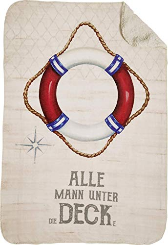 osters muschel-sammler-shop Kuscheldecke ┼ Tagesdecke ┼ Flecedecke Rettungsring Welcome on Bord - superweich und angenehm - waschbar (Decke)