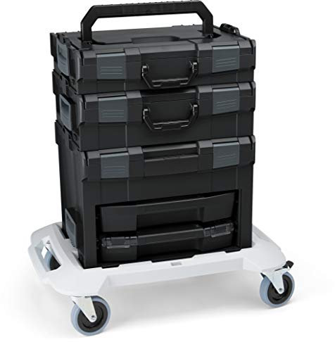 Bosch Sortimo L-Boxx Systemkoffer Set Schwarz | L-BOXX 102 und 136 | LS-Boxx 306 Werkzeugkasten Leer | Mit Roller für den Transport