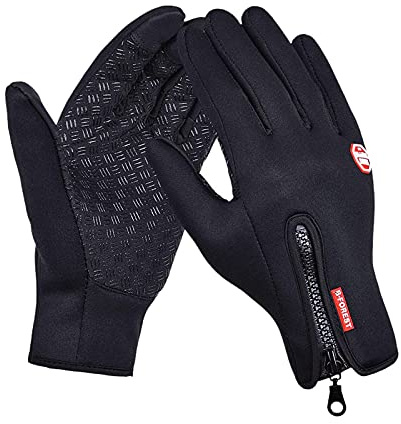 FOXLVDA Winterhandschuhe für Damen und Herren, mit winddichten und wasserdichten Eigenschaften, für Arbeit, Radfahren, Autofahren, schwarz, Large