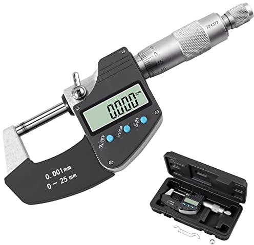AUTOUTLET Micrometro Digitale Multifunzione da 0-25 mm Micrometro Millesimale Elettronico Esterno Calibro Alta Precisione Micrometrico Elettronico da 0,001 mm