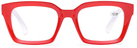ZUVGEES Retro Oversized Blue Light Blocking Reading Glasses Big Eyeglass Frames Large lens Computer Readers (Red, 2.50)