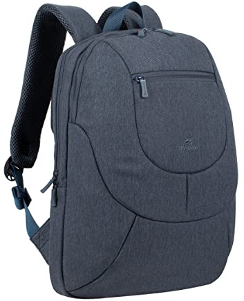 Rivacase Ultraleichter moderner Rucksack für Laptop bis 14 Zoll - wasserdichter Schulrucksack und Schultasche - Praktischer Sportrucksack für Reisen und Arbeit (dunkelgrau)