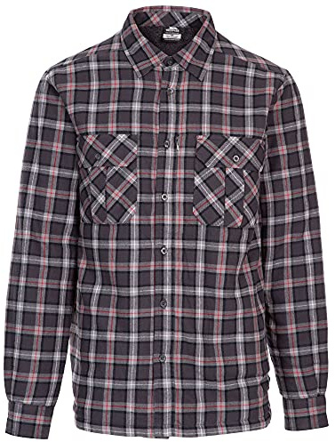 Trespass Mens Fleece Lined Shirt Rapeseed Dark Grey Check in Size - M