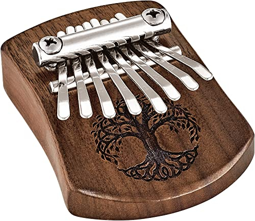 Sonic Energy Massivkörper Kalimba – C-Dur, 8 Töne – Schwarzes Walnussholz, mit Lebensbaum – Für Meditation, Yoga, Kinder (KL801TOL)