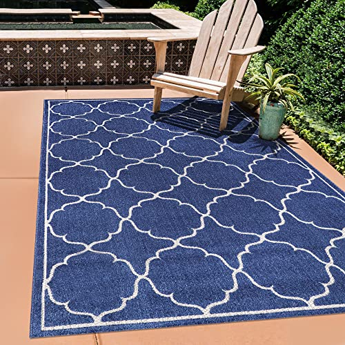 SANAT Outdoor Teppich Wetterfest - Für Innen- und Außenbereich - Wasserabweisend für Balkon, Terrasse, Garten, Küche, Bad oder Wohnzimmer - Blau, 160 x 230 cm