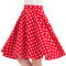 Damen Polka Dot Vintage Swing Rock 1950er Jahre Midirock Cocktail Abendkleid Kirsche Blumendruck Sommerrock A-Linie Empire-Taille R?cke Kniel?Nge Tellerrock Rot M