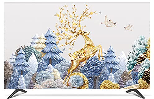 TV Cover Cover Sun Protection Computer Monitor Protector for Wall Hanging Desktop Curved Type Screen Soft Fabric Craft Tv cover (Color : C, Specification : 80 inch)