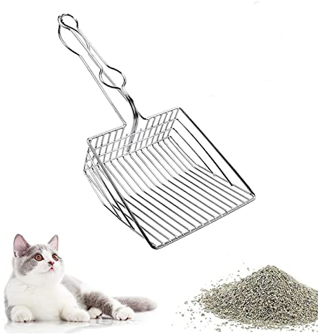 Lukione Katzenstreu Schaufel Metall, Atzenstreu Schaufel Große,Katzenstreuschaufel Aus Edelstahl, Schnell Siebende Tiefe Schaufel Mit Handlichem Griff, Entwickelt Für Besitzer Mehrerer Katzen