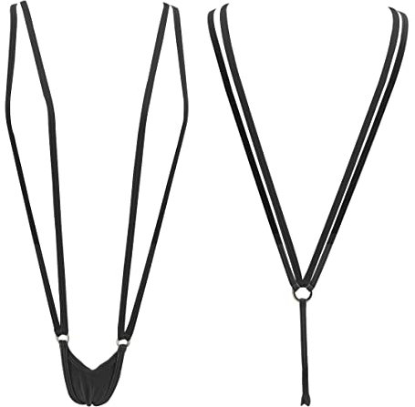 SHERRYLO Slingshot Bikini für Damen Topless G-String Bottom Extreme Strapse Sling Micro Bikinis, schwarz, Einheitsgröße