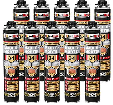 Isolbau Mauermörtel10 x 750mlPistolenschaum Montageschaum Klebeschaum 3in1 PU-Mörtel