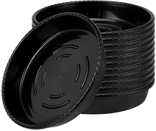 PINGEUI 12 Pack Black Plant Saucers, 29cm Plastic Flower Pot Drip Tray, Round Plants Garden Saucers for Indoor and Outdoor Plant Pots