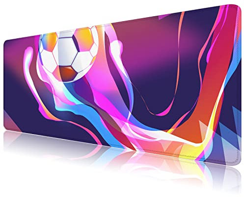 Tapis de souris de jeu sur le thème du football - XXL - 88,9 x 40,9 x 0,3 cm - Grand tapis de souris pour bureau avec design personnalisé pour ordinateur portable, ordinateur (football - 2)