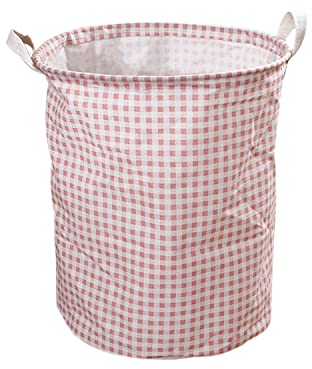 1 pièce de panier à linge à carreaux rose, panier à linge sale portable et étanche, panier de rangement à carreaux pliable avec poignée, adapté aux chambres et aux salles de bains.