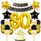 Jxuzh 80. Geburtstag Dekorationen Schwarz-Gold Deko für Männer & Frauen - Luftballons, Girlande & Luftballons für Kindergeburtstag & 80. Geburtstag
