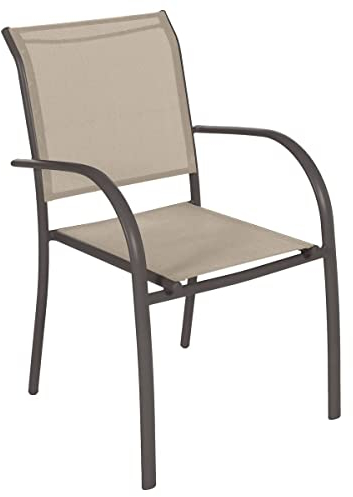 Hespéride - Fauteuil de Jardin Empilable Piazza Lin et Tonka - 56 X 65 X 88 cm - Aluminium Anti-Rouille Texaline - Mobilier d'Extérieur pour Terrasse