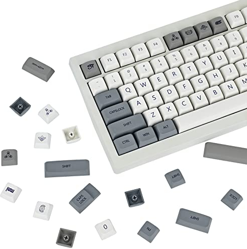 133 Tasten Keycaps Vintage Grau und Weiß PBT XDA Profile Mechanische Gaming Tastatur Tastenkappen Geeignet für Cherry mx Switch Offenbarung