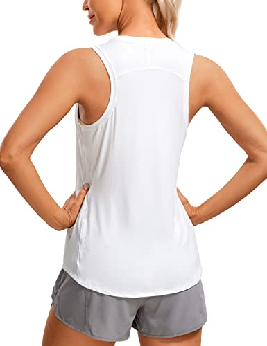 CRZ YOGA Damen Sport Tank Top Racerback Ärmelloses Yoga Oberteile Sommer Fitness Tops Gym Leichte Sporttop Weiss 40
