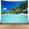 YISURE Wandteppich strand meer, 355 x 230 wandteppich natur palmen Kokosnuss Blatt Meer Boot Wandbehang für Wohnzimmer Wohnheim Heimdekoration, Breite 355 x Höhe 230cm