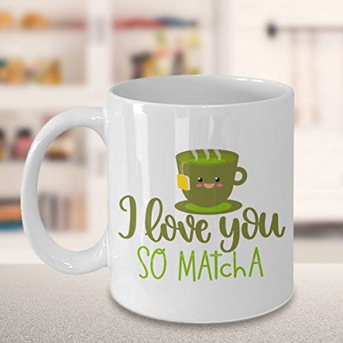 874 Coffee Mug Matcha| Oh I Love You So Matcha | | Matcha Tea | Green Tea| |S | Matcha S | Matcha Fan Ceramic Tea Cup Novelty Ceramic Mug Smooth Tea Mug for Gift Boy Kitchen 330 Ml