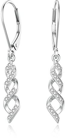 LANBEIDE Sterling Silber Hängend Ohrringe 925 Silber Lange Infinity Kristalle Leverback Hängend Ohrringe für Damen