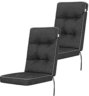 shivler Gartenstuhlauflage Gartenstuhl Auflage ÖKOLEINEN Stuhlkissen Stuhl Sitzauflage Kissen für Gatrenstuhle Sessel Sitzkissen (2 Stck., Schwarz)