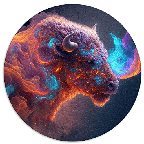 1000 Teile Puzzles Tier Bison Puzzle Kinder Rundpuzzle für Kinder für Erwachsene & Kinder Kartonpuzzle Spielzeug Intellektuelles Spiel (Größe 67,5 x 67,5 cm)