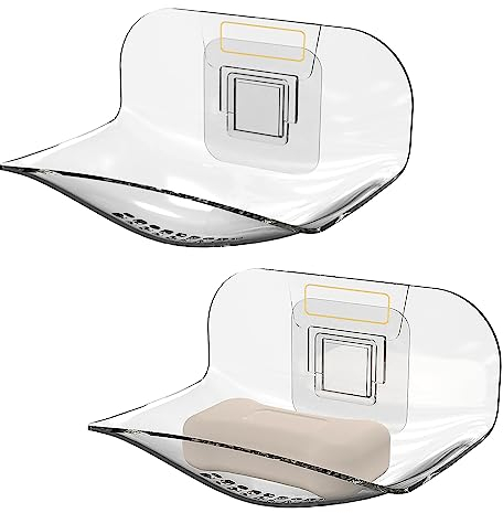 DODAMOUR 2 Stück Seifenschale für Duschwand, Kunststoff-Seifenhalter, Seifenschale, Seifenschale, mit Abfluss für Badezimmer, Küche (weiß)