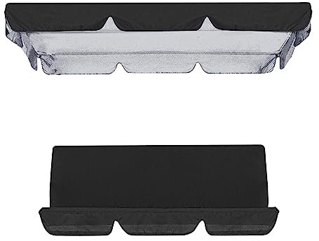 LOVIVER Patio Swing Canopy Replacement, 3 Seater Garden Swing Seat Canopy Cover for Indoor Outdoor Canopy Furniture, Black