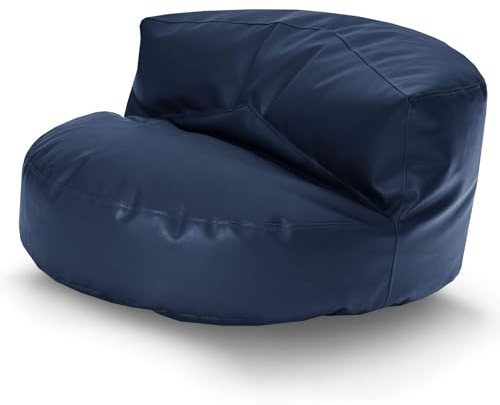 Green Bean Sitzsack Sofa aus Kunstleder mit EPS Perlen Füllung - Lounge im Sitzsack-Design 90 x 50 cm mit ergonomischer Rückenlehne - Dunkelblau