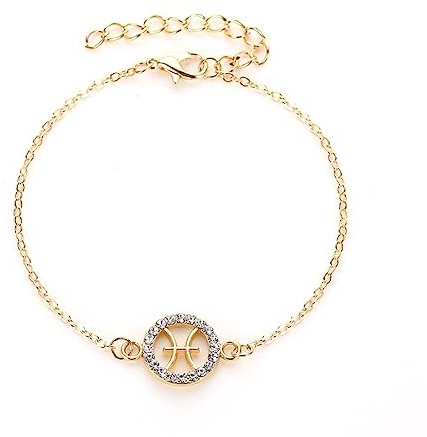 LODMLOER Zwölf Sternzeichen-Armband Mit Diamanten – Modisches Armband Mit Rundem Ausschnitt, Widder, Stier, Zwillinge, Krebs, Löwe, Sternzeichen, Schmuck, Studentenpaar, Geschenk