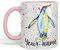 Vixar Personalised with Your Text Penguins Bird Watercolour Art Coloured Ceramic Mug Cup Gift 330ml 11oz Custom Work Office Tea Coffee (O1) (Pink)