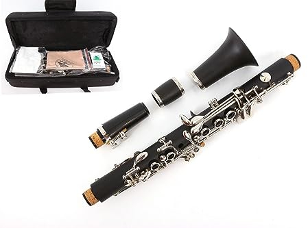 WUQIMUSC Professionelle Klarinette Ebonit Holz Nickel Plated Keys with Barrels Reed accessories Nice sound Durable case (ekey-clarinet)