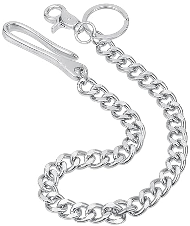 OOTSR Chaîne de portefeuille robuste pour homme, pour clés, jeans, pantalons, porte-monnaie et sacs à main, taille unique, Acier inoxydable, Pas d'insert