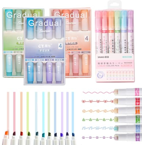 Binblin 18 Stück Textmarker,Pastellstifte,Textmarker Pastell,Schulsachen Aesthetic,Textmarker Kinder,Textmarker Klein,Textmarker Set,Perfekt zum Hervorheben von Tagebuch oder Notizbuch in Schule,Büro