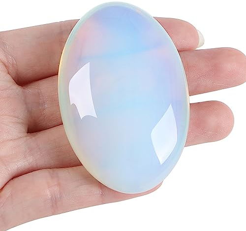 XIANNVXI 2.4 Groß Opal Stein Kristalle Sorgensteine Edelsteine Natürliche Poliert Oval Palme Tasche Stein Heilung Energiestein 1PC