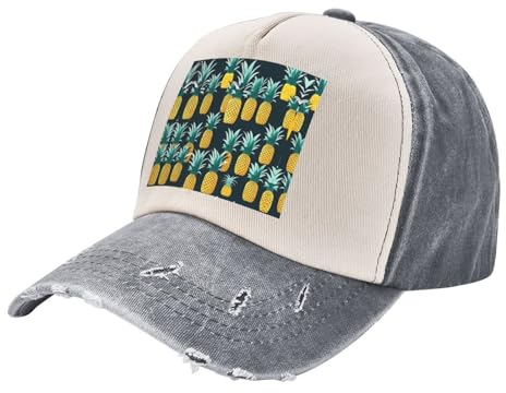 Ananas-Hut, Unisex, Denim, verstellbar, Cowboy-Sporthut, perfekt für Freizeit und Outdoor-Aktivitäten, Ananas, Einheitsgröße