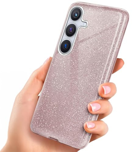 ONEFLOW Glitter Case für Samsung Galaxy S24 Plus Glitzer Handyhülle mit Kameraschutz, Stylische Hülle Glitzernd, Dünne TPU Schutzhülle für Damen, Glitzerhülle Qi kompatibel, Rosa