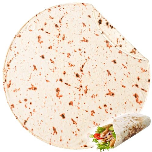 Bnuitland Burritos Tortilla-Decke, riesige, lustige Geschenkverpackung, Überwurf, realistisch, superweich, Taco-Essen, Sofadecke für Erwachsene und Kinder/Haustiere, Beige
