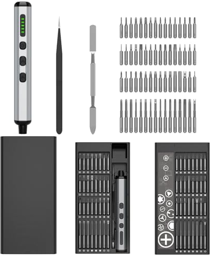 Milgeol MT-E1e68IN1 - Set di cacciaviti di precisione, 68 in 1 con 68 punte magnetiche, da 0,12 Nm a 0,35 Nm5/32, esagonali, per iPhone, computer portatili, orologi, colore nero