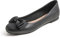 Feversole Women's Round Toe Cute Bow Trim Ballet Flats Dolly Shoes Black Vegan Leather 4 UK